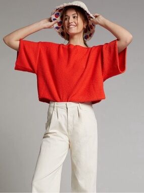 Anthropologie Red Ronita Sweater Tee Size XXS